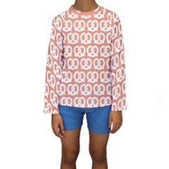 Salmon Pretzel Illustrations Pattern Kids  Long Sleeve Swimwear by GardenOfOphir