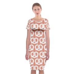 Salmon Pretzel Illustrations Pattern Classic Short Sleeve Midi Dress