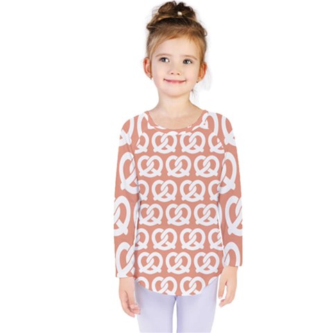 Salmon Pretzel Illustrations Pattern Kids  Long Sleeve Tee by GardenOfOphir