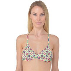 Chic Floral Pattern Reversible Tri Bikini Top by GardenOfOphir