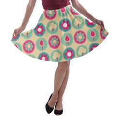 Chic Floral Pattern A-line Skater Skirt by GardenOfOphir
