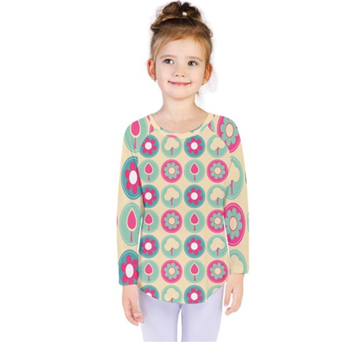 Chic Floral Pattern Kids  Long Sleeve Tee by GardenOfOphir