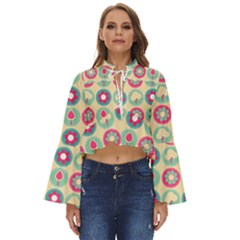 Chic Floral Pattern Boho Long Bell Sleeve Top