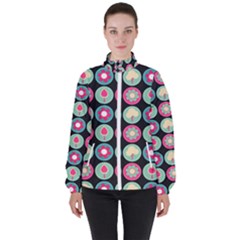 Chic Floral Pattern Women s High Neck Windbreaker by GardenOfOphir