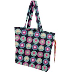 Chic Floral Pattern Drawstring Tote Bag by GardenOfOphir