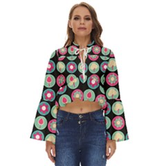 Chic Floral Pattern Boho Long Bell Sleeve Top