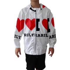 I Love Marilyn Kids  Hooded Windbreaker by ilovewhateva