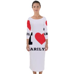 I Love Marilyn Quarter Sleeve Midi Bodycon Dress by ilovewhateva