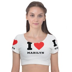 I Love Marilyn Velvet Short Sleeve Crop Top  by ilovewhateva