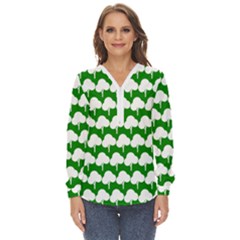Tree Illustration Gifts Zip Up Long Sleeve Blouse