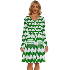 Tree Illustration Gifts Long Sleeve Dress With Pocket