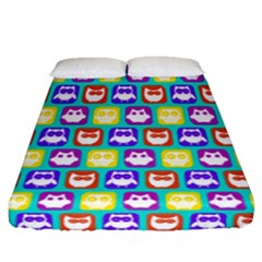 Colorful Whimsical Owl Pattern Fitted Sheet (queen Size) by GardenOfOphir