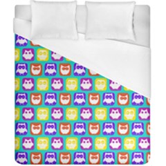 Colorful Whimsical Owl Pattern Duvet Cover (california King Size) by GardenOfOphir