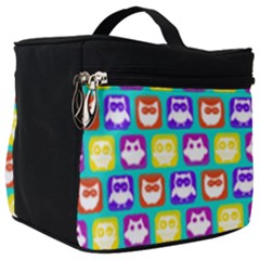 Colorful Whimsical Owl Pattern Make Up Travel Bag (big) by GardenOfOphir