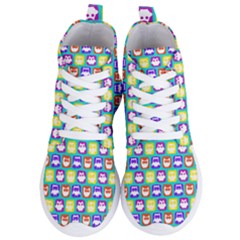 Colorful Whimsical Owl Pattern Women s Lightweight High Top Sneakers by GardenOfOphir