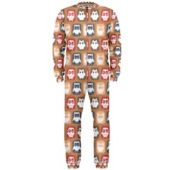 Colorful Whimsical Owl Pattern Onepiece Jumpsuit (men) by GardenOfOphir