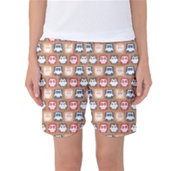 Colorful Whimsical Owl Pattern Women s Basketball Shorts by GardenOfOphir