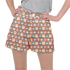 Colorful Whimsical Owl Pattern Women s Ripstop Shorts by GardenOfOphir