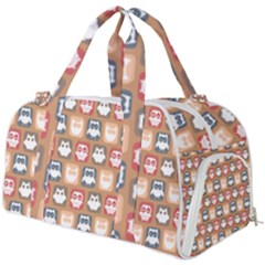Colorful Whimsical Owl Pattern Burner Gym Duffel Bag by GardenOfOphir