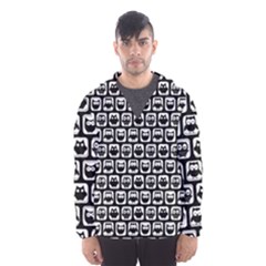 Black And White Owl Pattern Men s Hooded Windbreaker by GardenOfOphir