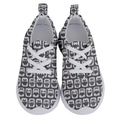 Gray And White Owl Pattern Running Shoes by GardenOfOphir