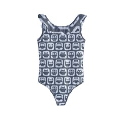 Gray And White Owl Pattern Kids  Frill Swimsuit by GardenOfOphir