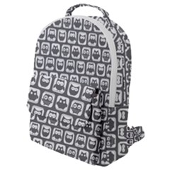 Gray And White Owl Pattern Flap Pocket Backpack (small)