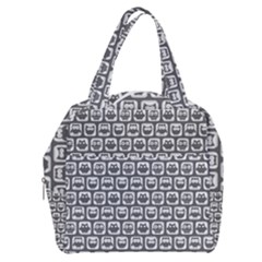 Gray And White Owl Pattern Boxy Hand Bag by GardenOfOphir