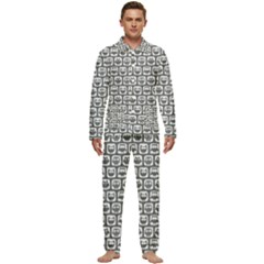 Gray And White Owl Pattern Men s Long Sleeve Velvet Pocket Pajamas Set by GardenOfOphir