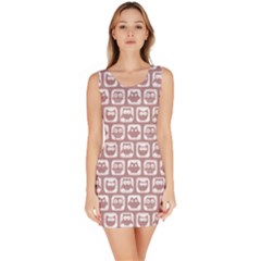 Light Pink And White Owl Pattern Bodycon Dress by GardenOfOphir