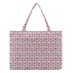 Light Pink And White Owl Pattern Medium Tote Bag by GardenOfOphir