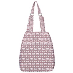 Light Pink And White Owl Pattern Center Zip Backpack