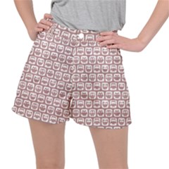 Light Pink And White Owl Pattern Women s Ripstop Shorts