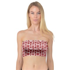 Red And White Owl Pattern Bandeau Top by GardenOfOphir