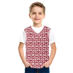 Red And White Owl Pattern Kids  Basketball Tank Top