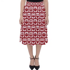 Red And White Owl Pattern Classic Midi Skirt by GardenOfOphir