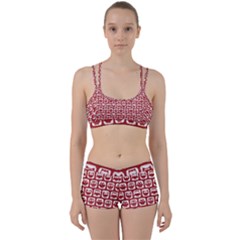Red And White Owl Pattern Perfect Fit Gym Set by GardenOfOphir