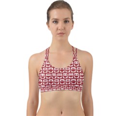 Red And White Owl Pattern Back Web Sports Bra by GardenOfOphir