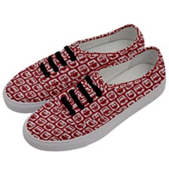 Red And White Owl Pattern Men s Classic Low Top Sneakers by GardenOfOphir