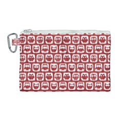 Red And White Owl Pattern Canvas Cosmetic Bag (large) by GardenOfOphir