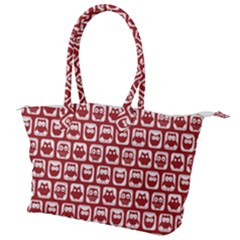 Red And White Owl Pattern Canvas Shoulder Bag by GardenOfOphir