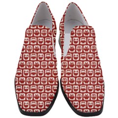 Red And White Owl Pattern Women Slip On Heel Loafers