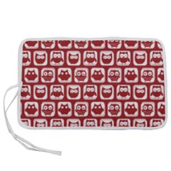 Red And White Owl Pattern Pen Storage Case (m) by GardenOfOphir