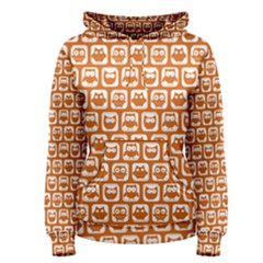 Orange And White Owl Pattern Women s Pullover Hoodie by GardenOfOphir