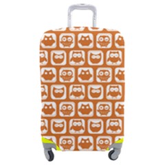 Orange And White Owl Pattern Luggage Cover (medium) by GardenOfOphir