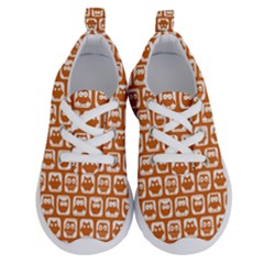 Orange And White Owl Pattern Running Shoes by GardenOfOphir