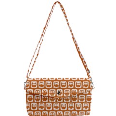 Orange And White Owl Pattern Removable Strap Clutch Bag by GardenOfOphir