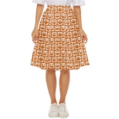 Orange And White Owl Pattern Classic Short Skirt by GardenOfOphir