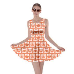 Coral And White Owl Pattern Skater Dress by GardenOfOphir