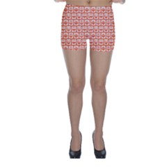 Coral And White Owl Pattern Skinny Shorts by GardenOfOphir